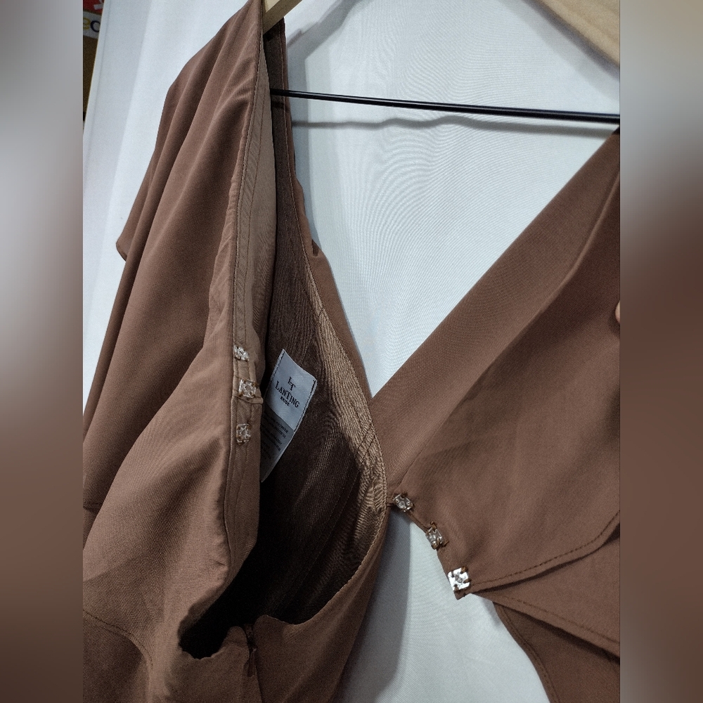 NWT LanTing Bride Wide Leg Wrap Jumpsuit Women's S Brown Retro 90s Y2K Weddings - Picture 10 of 14